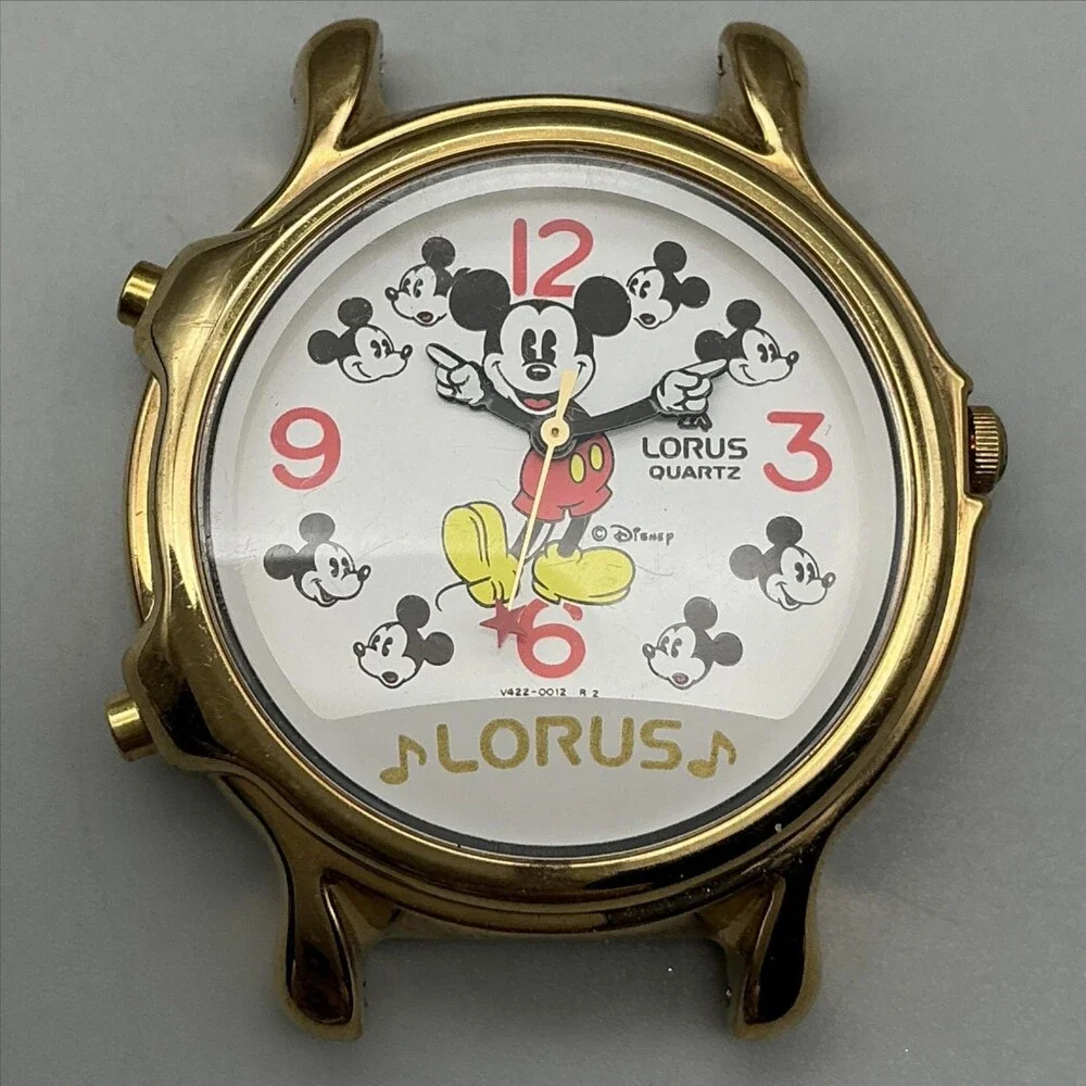 Vtg Lorus Musical Mickey Mouse Boys Watch 33mm Gold Tone For Parts Not Running